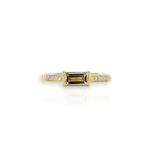 18ct Yellow Gold Champagne Baguette Cut Diamond Ring