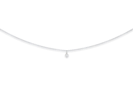 Silver Freshwater White Pearl Droplet Pendant